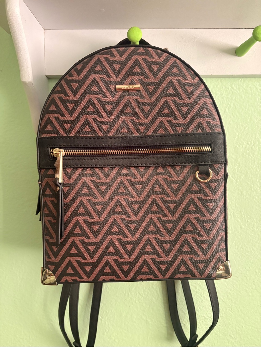 Aldo Brown & Black Logo-Print Mini Backpack